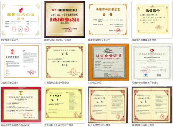 福建省閩發(fā)鋁業(yè)股份有限公司榮譽證書 福建省閩發(fā)鋁業(yè)股份有限公司榮譽證書